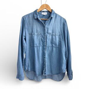 Bella Dahl Chambray Denim Button-Up Shirt in Blue Size Medium